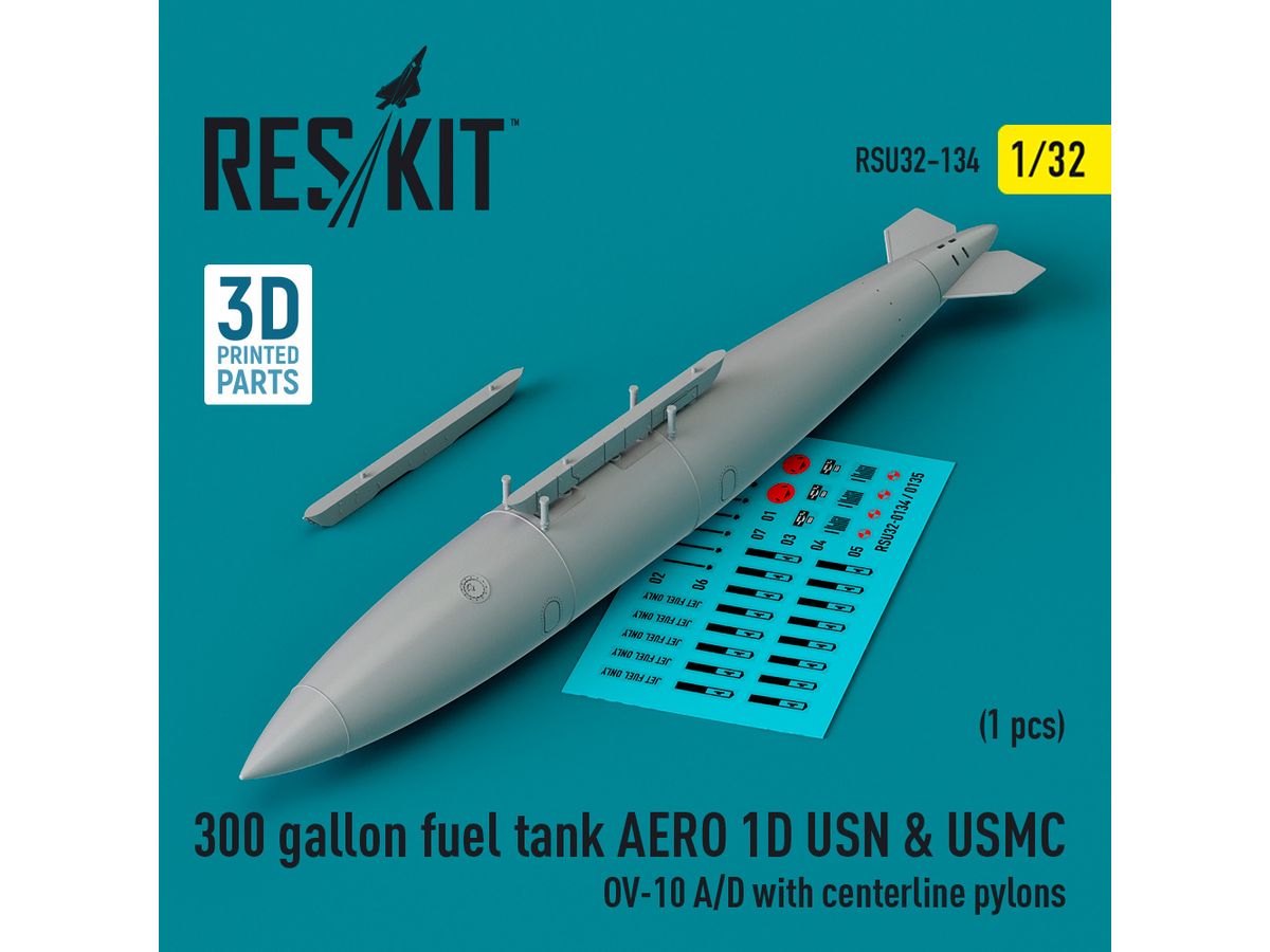 300 gallon fuel tank AERO 1D USN & USMC (1 pcs) (OV-10 A/D with centerline pylons) (3D Printed)