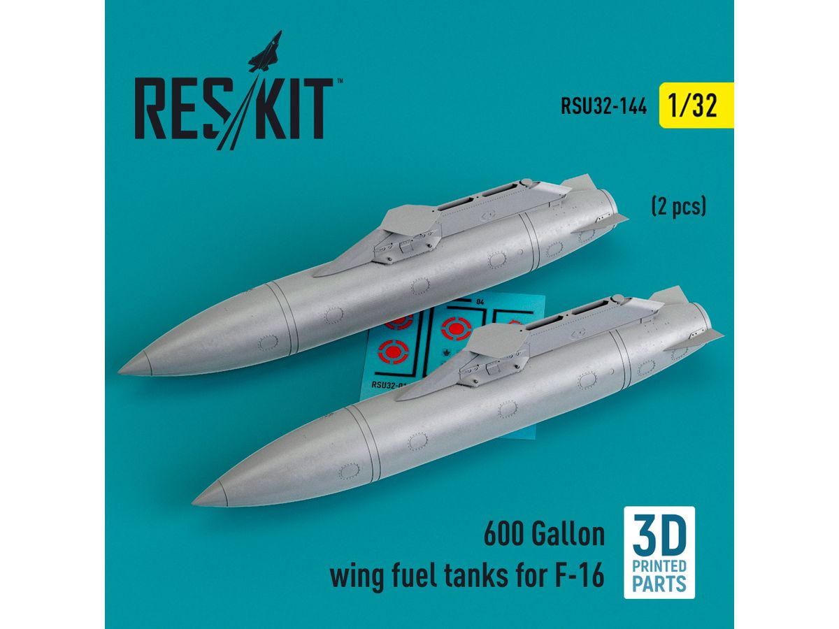 600 Gallon wing fuel tanks for F-16 (2 pcs) (3D Printed)