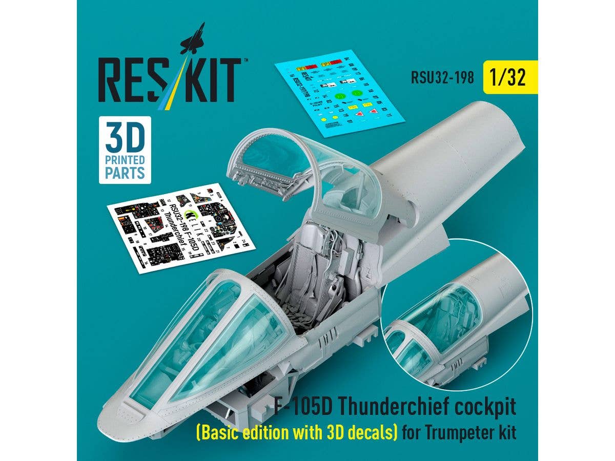 F-105D Thunderchief cockpit (Basic edition with 3D decals) for Trumpeter kit (3D Printed)