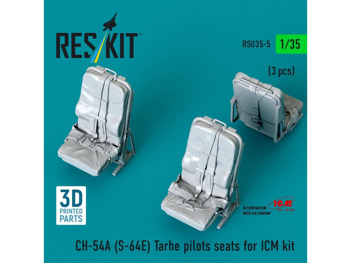 CH-54A (S-64E) Tarhe pilots seats for ICM kit (3 pcs) (3D Printed)