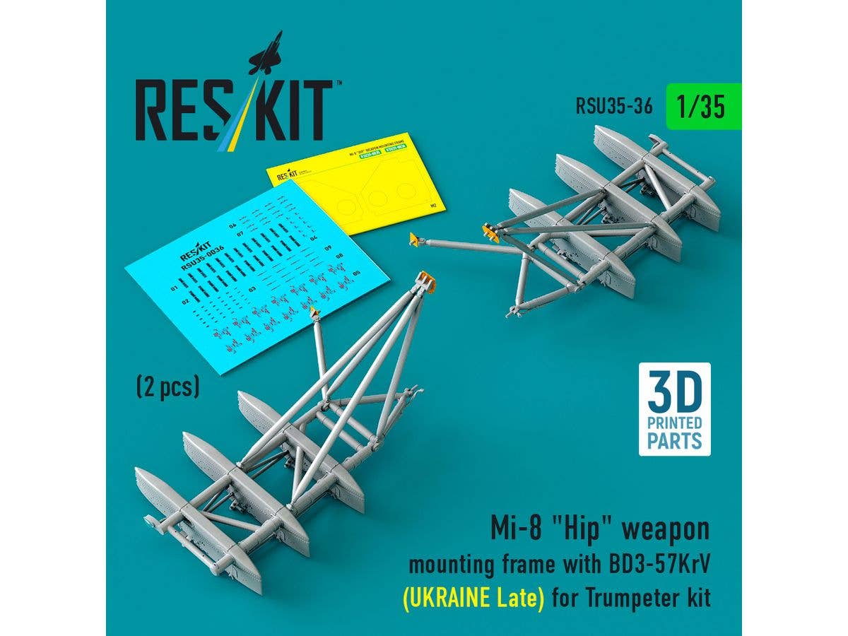 Mi-8 Hip weapon mounting frame with BD3-57KrV (UKRAINE Late) for Trumpeter kit (2 pcs)