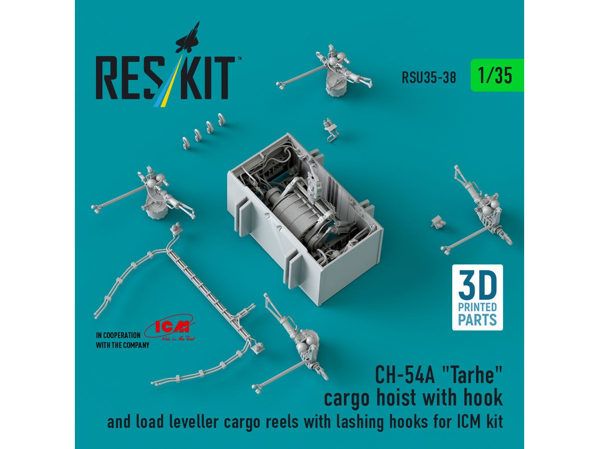 CH-54A Tarhe cargo hoist with hook and load leveller cargo reels with lashing hooks for ICM kit (3D Printed) (1/35)