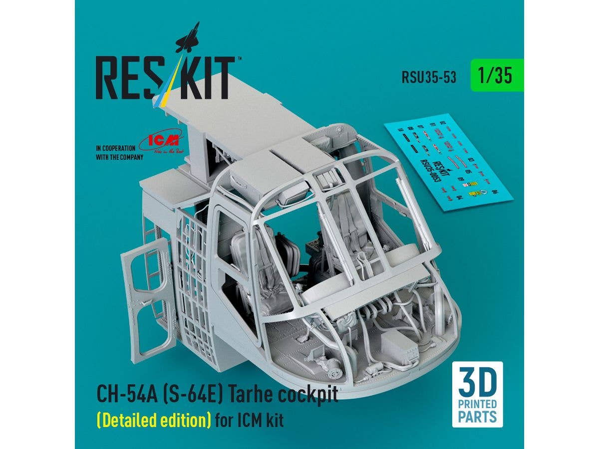 CH-54A (S-64E) Tarhe cockpit (Detailed edition) for ICM kit (3D Printed)