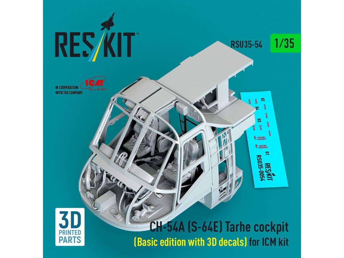 CH-54A (S-64E) Tarhe cockpit (Basic edition with 3D decals) for ICM kit (3D Printed)