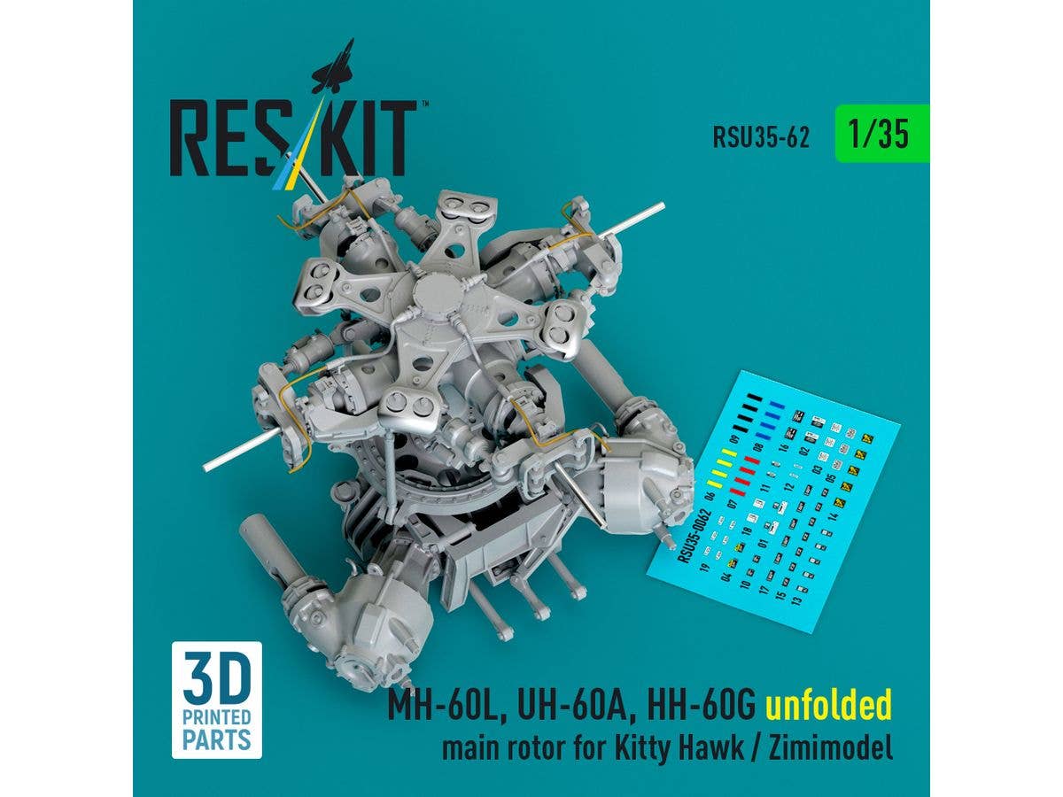 MH-60L, UH-60A, HH-60G unfolded main rotor for Kitty Hawk / Zimimodel (3D Printed)