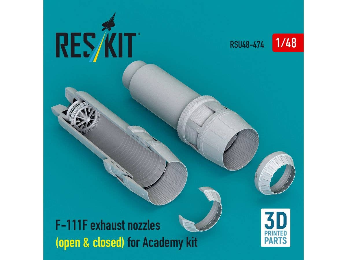 F-111F exhaust nozzles (open & closed) for Academy kit (3D Printed)
