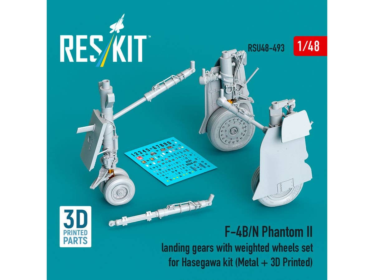 F-4B/N Phantom II landing gear with weighted wheels set for Hasegawa kit (Metal + 3D Printed)