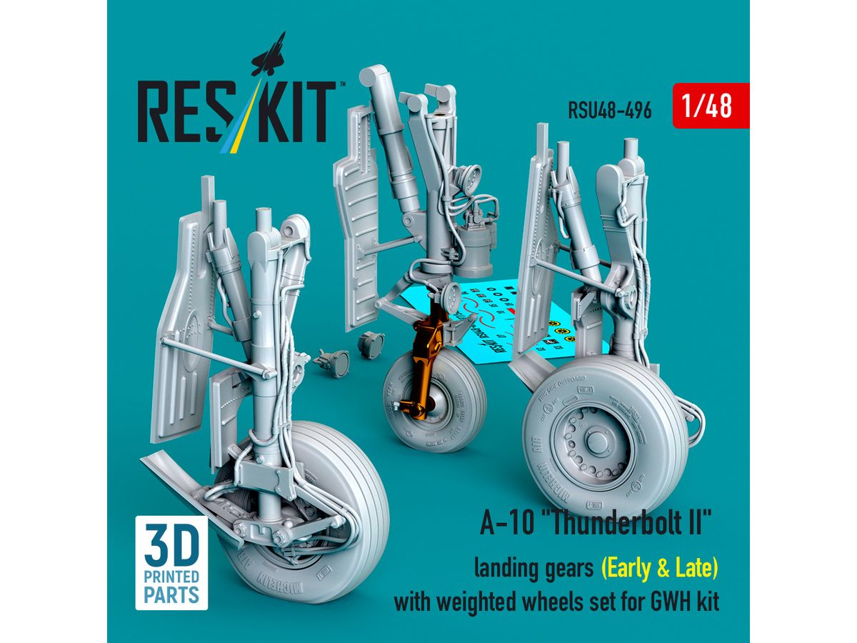 A-10 Thunderbolt II landing gears (Early & Late) with weighted wheels set for GWH kit (Metal+3D Printed)