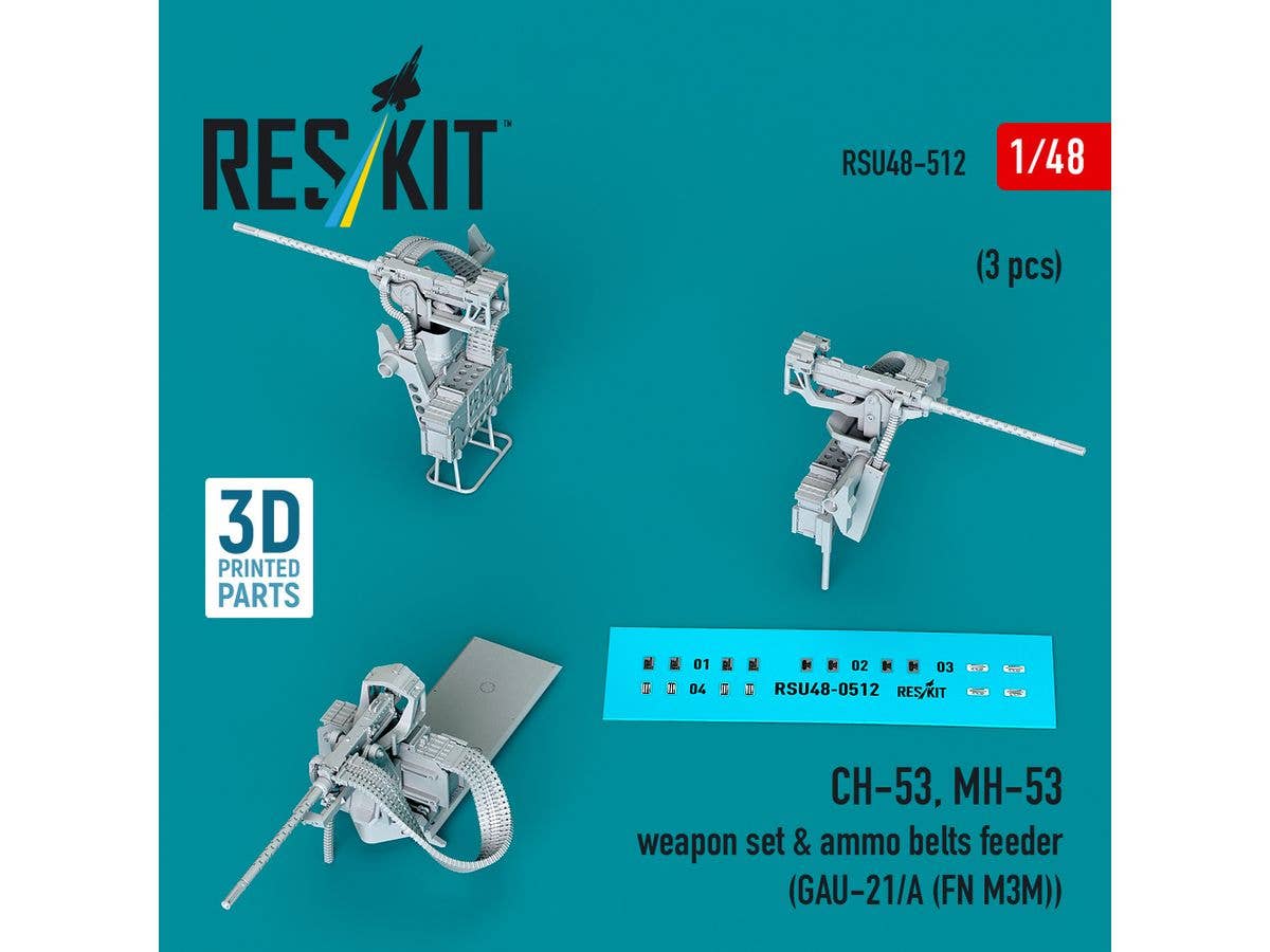 CH-53, MH-53 weapon set & ammo belts feeder (GAU-21/A (FN M3M)) (3 pcs) (3D Printed)