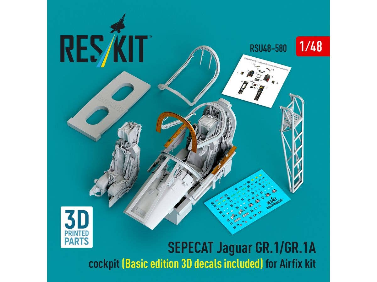 SEPECAT Jaguar GR.1/GR.1A cockpit (Basic edition 3D decals included) for Airfix kit (3D Printed)