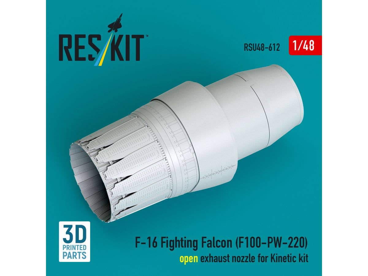 F-16 Fighting Falcon (F100-PW-220) open exhaust nozzle for Kinetic kit (3D Printed)