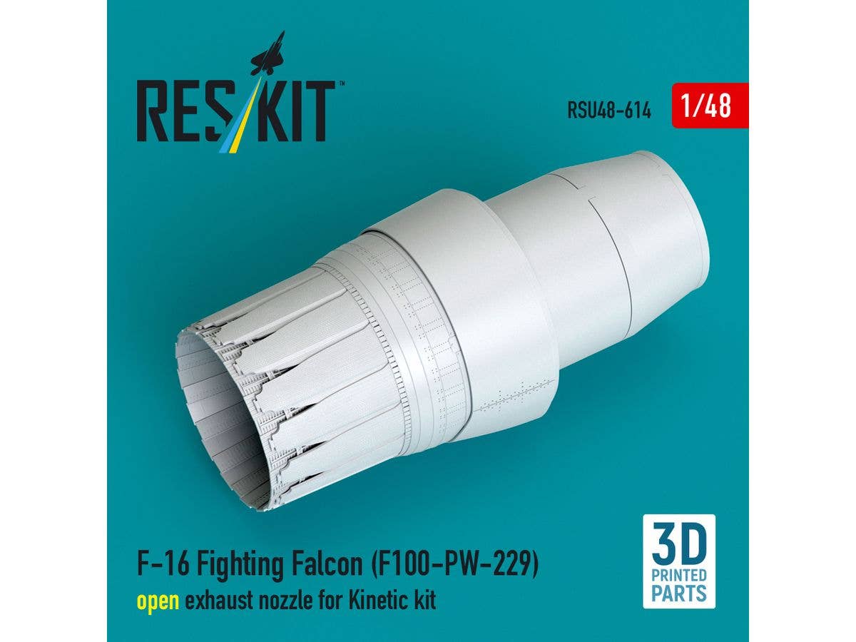 F-16 Fighting Falcon (F100-PW-229) open exhaust nozzle for Kinetic kit (3D Printed)