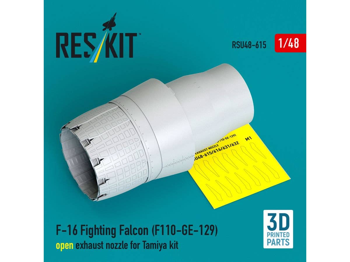 F-16 Fighting Falcon (F110-GE-129) open exhaust nozzle for Tamiya kit (3D Printed)