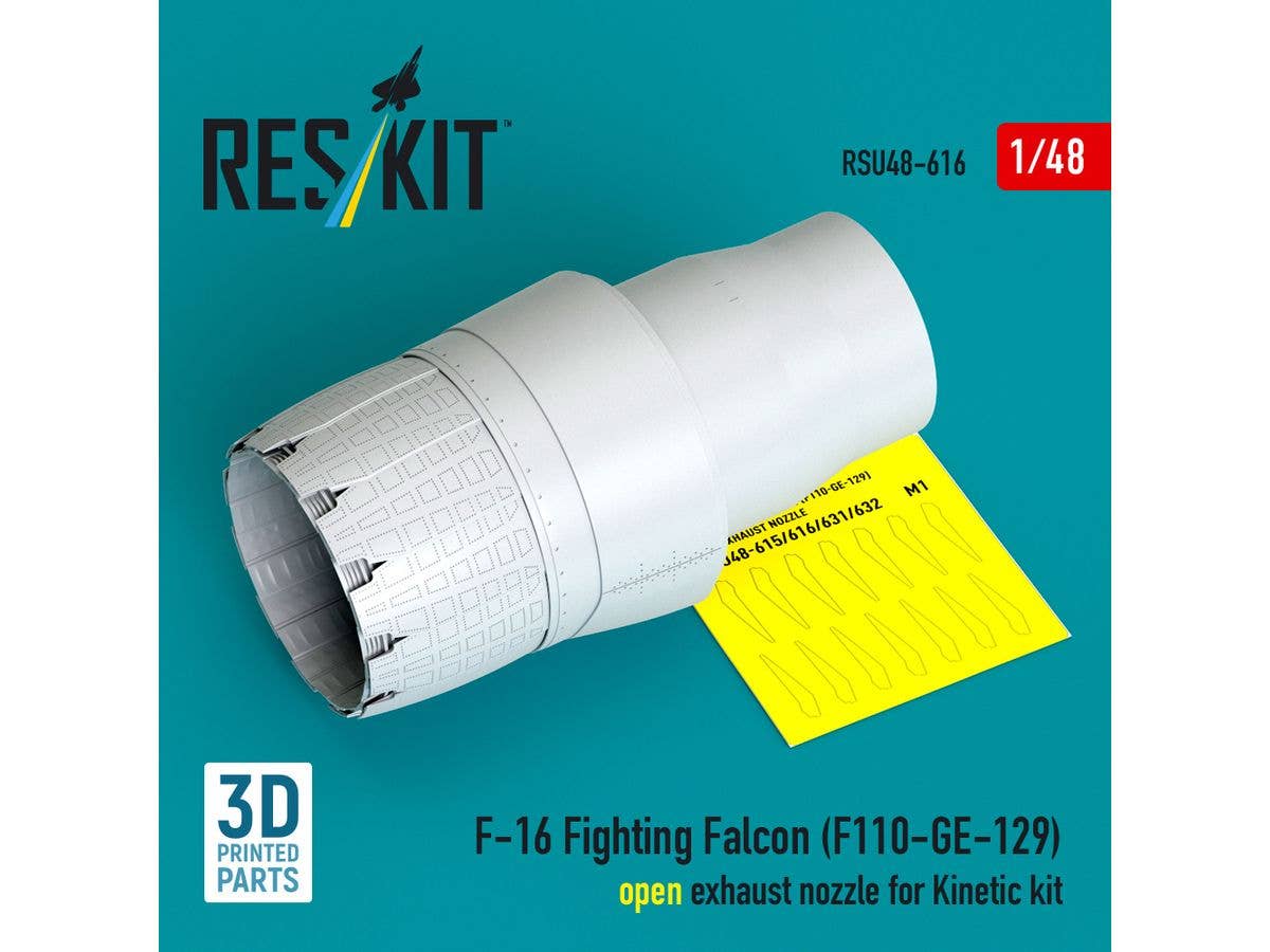 F-16 Fighting Falcon (F110-GE-129) open exhaust nozzle for Kinetic kit (3D Printed)
