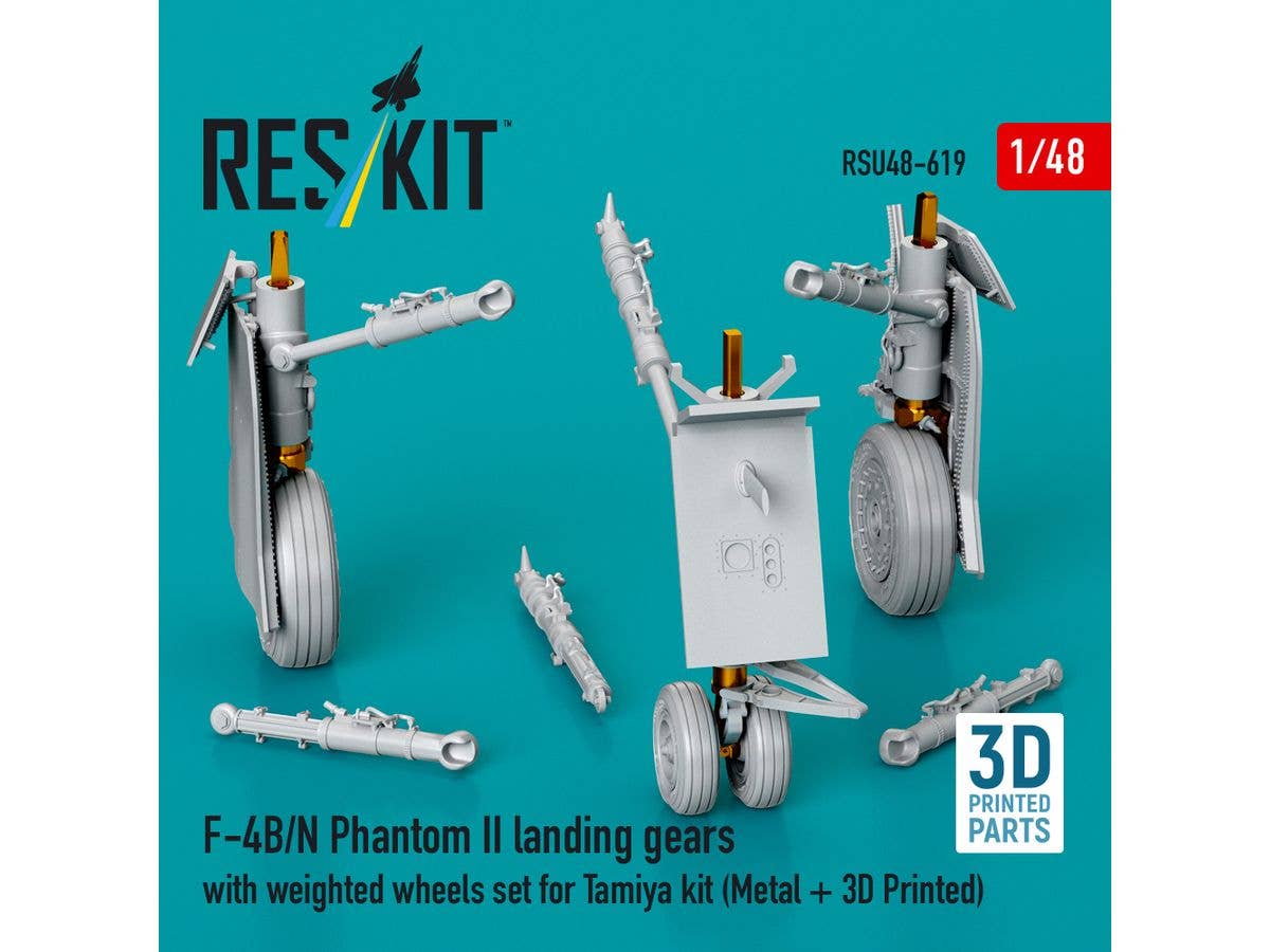 F-4B/N Phantom II landing gears with weighted wheels set for Tamiya kit (Metal + 3D Printed)