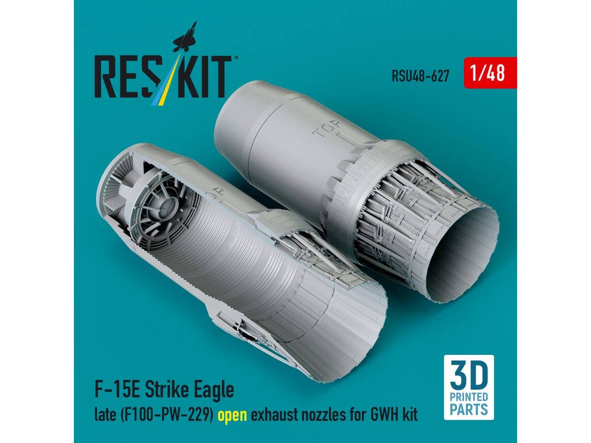 F-15E Strike Eagle late (F100-PW-229) open exhaust nozzles for GWH kit (3D Printed)
