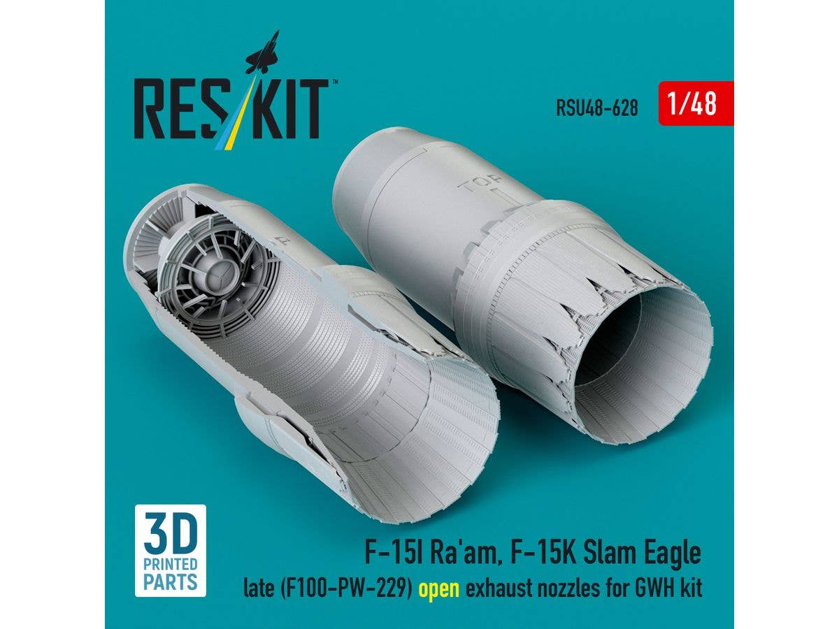 F-15I Ra'am, F-15K Slam Eagle late (F100-PW-229) open exhaust nozzles for GWH kit (3D Printed)