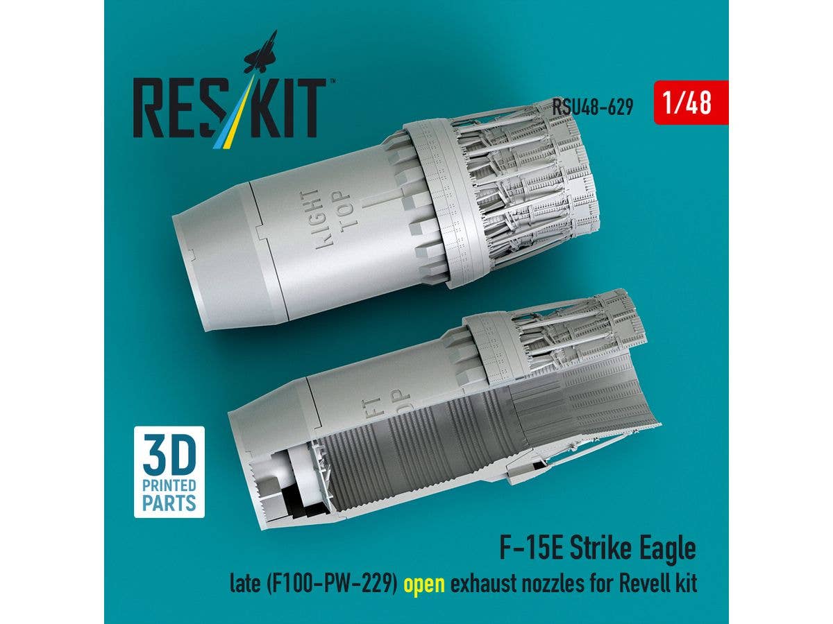 F-15E Strike Eagle late (F100-PW-229) open exhaust nozzles for Revell kit (3D Printed)