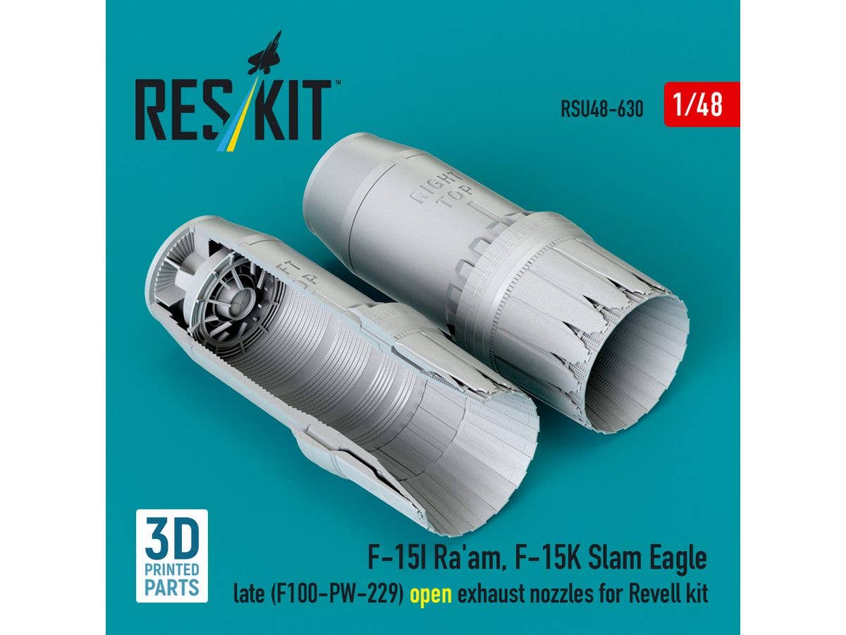 F-15I Ra'am, F-15K Slam Eagle late (F100-PW-229) open exhaust nozzles for Revell kit (3D Printed)