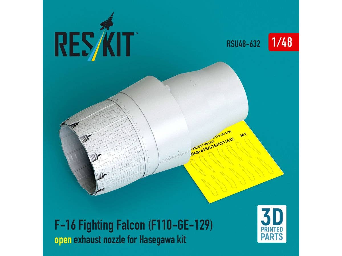 F-16 Fighting Falcon (F110-GE-129) open exhaust nozzle for Hasegawa kit (3D Printed)