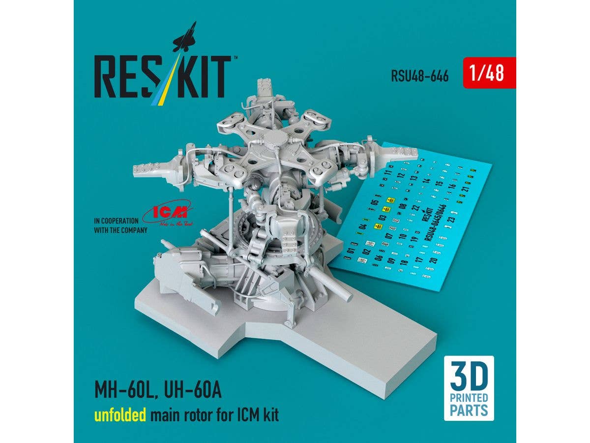 MH-60L, UH-60A, unfolded main rotor for ICM kit (3D Printed)