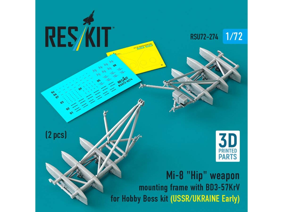 Mi-8 Hip weapon mounting frame with BD3-57KrV for Hobby Boss kit (USSR/UKRAINE Early) (2 pcs)
