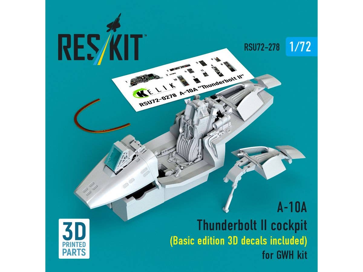 A-10A Thunderbolt II cockpit (Basic edition 3D decals included) for GWH kit (3D Printed)