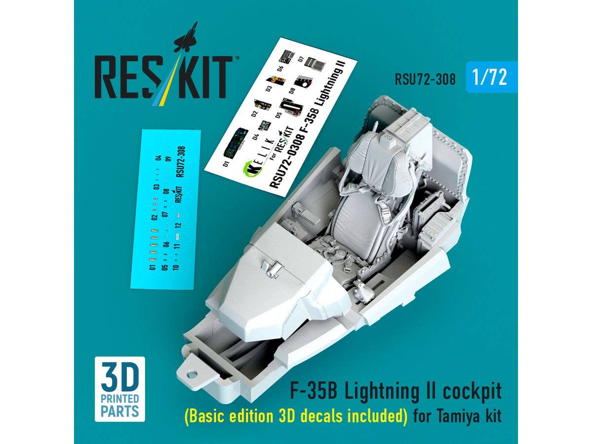 F-35B Lightning II cockpit (Basic edition 3D decals included) for Tamiya kit (3D Printed)
