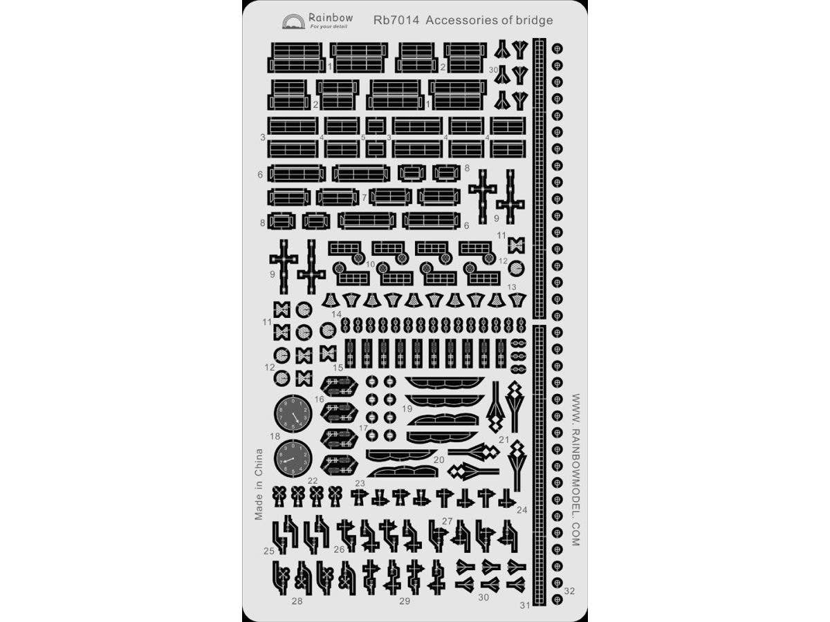 IJN Bridge Accessory Set (Handrails, Yards, Signal Platforms, Antenna Posts, Speed Indicators, Footropes, Speed Signal Lights, Stern Signal Lights & Others)
