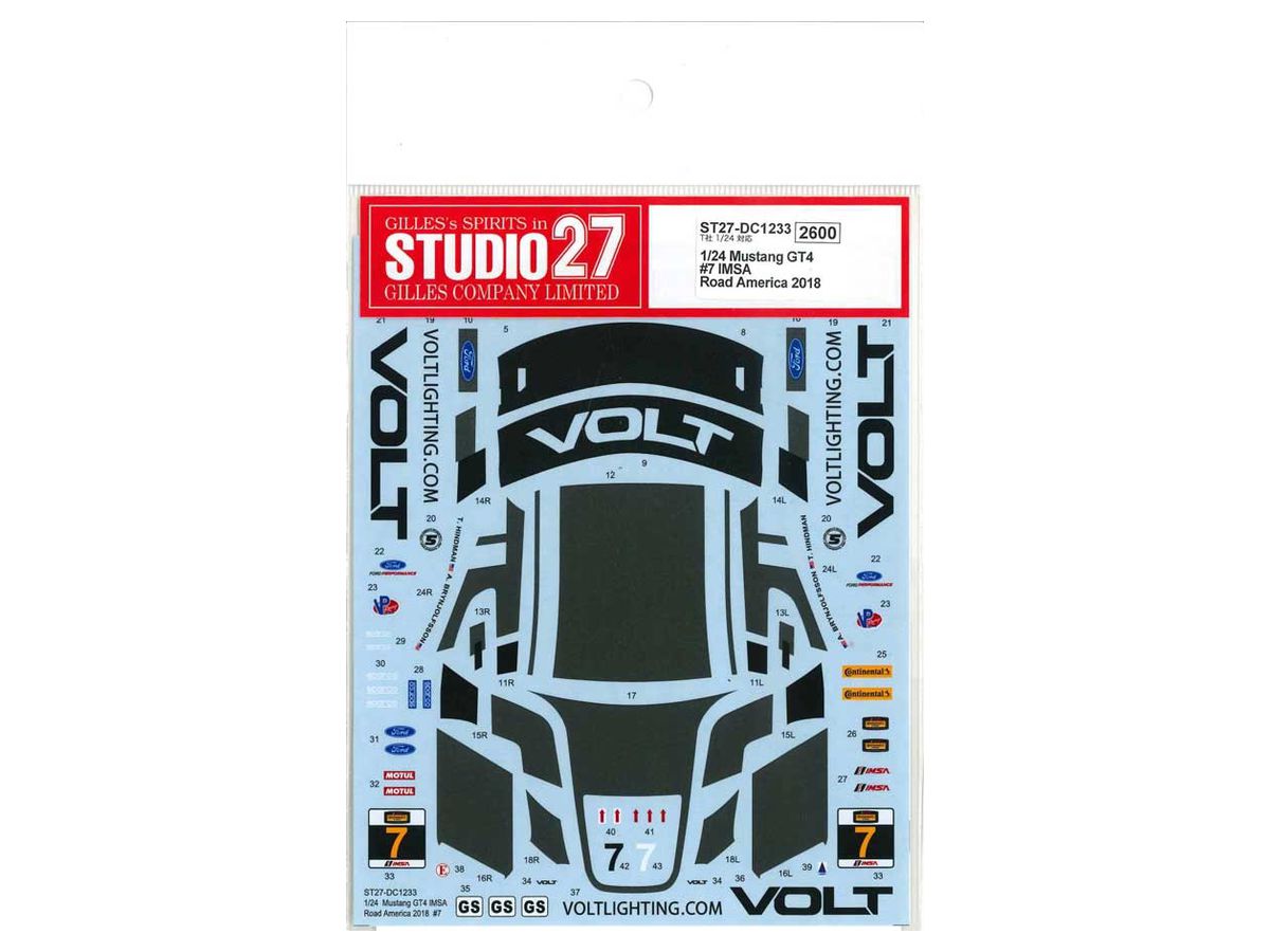 Mustang GT4 #7 IMSA Road America 2018 Original Decal (for Tamiya)