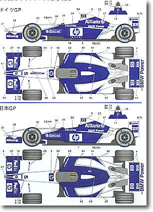 タミヤ　1/20 ウィリアムズ　FW24 STUDIO27エッジング付き Williams FW24 Decal | HLJ.com