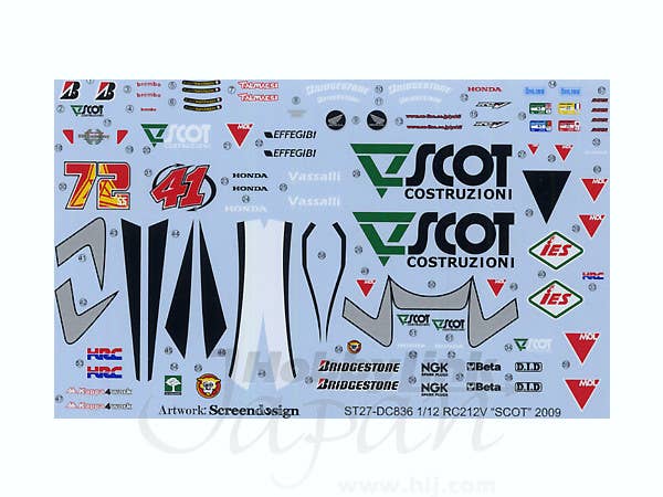 RC212V #41/72 2009 Scot Decals (for Tamiya) | HLJ.com