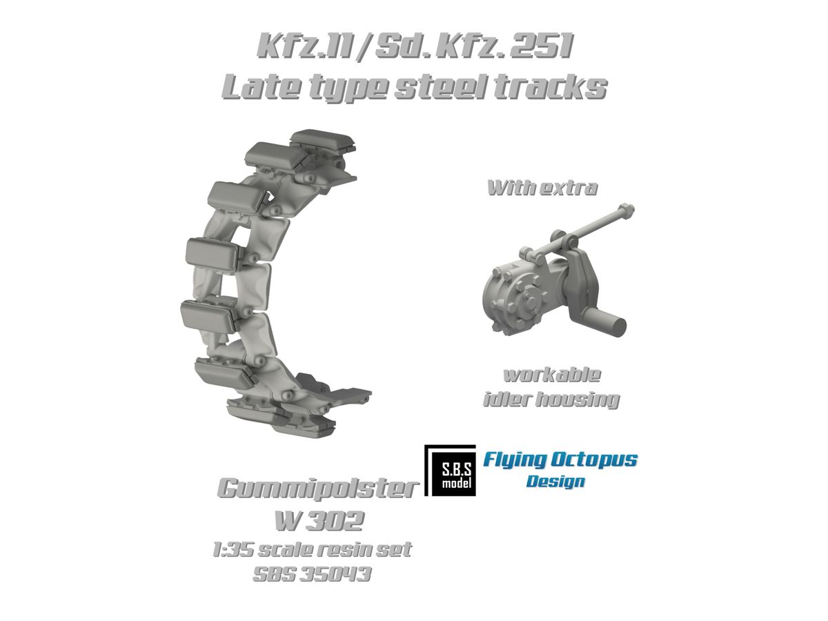 Kfz.11/Sd.Kfz. 251 late type steel tracks (Gummipolster w 302)