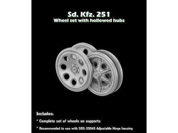 Sd.Kfz 251. roadwheel set with hollowed hubs