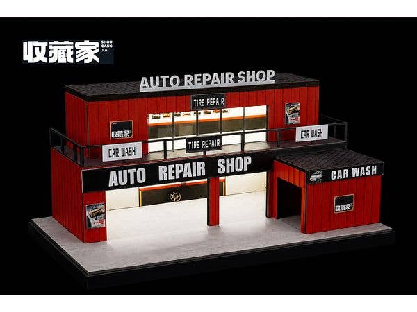 Auto repair shop (container type) with lights