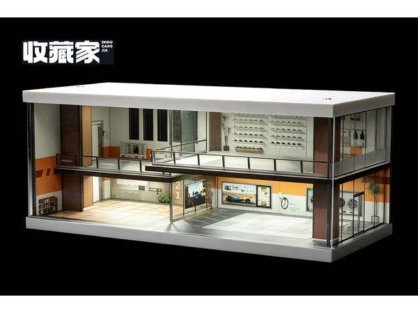 Car dealer showroom (Beige / Brown) with lights