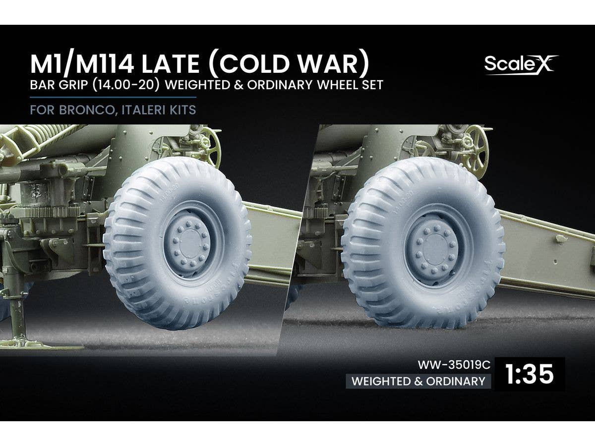 M1/M114 Late (Cold War) Ordinary and weighted wheel set ( for Bronco, Italeri)