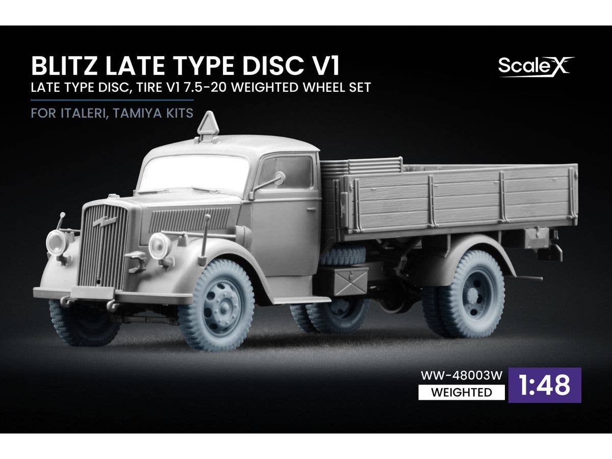 Blitz Late Type Disc v1 Weighted Wheel Set for Italeri, Tamiya