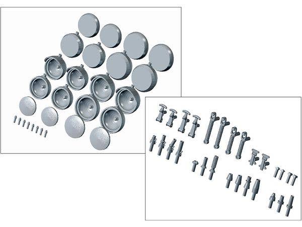 Racing Parts Set B (Rally Antenna / Hood Hook / Fog Lights / Washer Nozzles) 3D-Printed