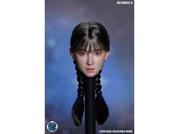 Asian Female Custom Head B (Black Double Braids)