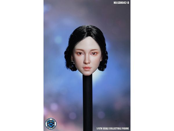 Asian Female Custom Head D (Black Double Small Braids)