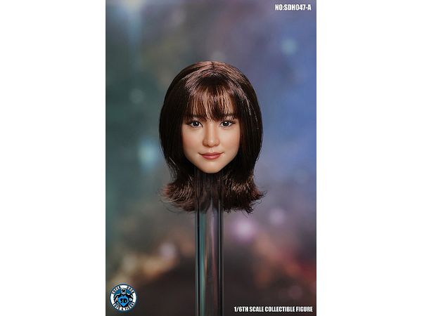 Asian Female Head A (Brown Medium Hair)
