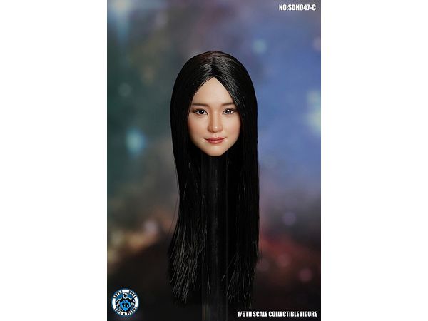 Asian Female Head C (Black Long Staight Hair)