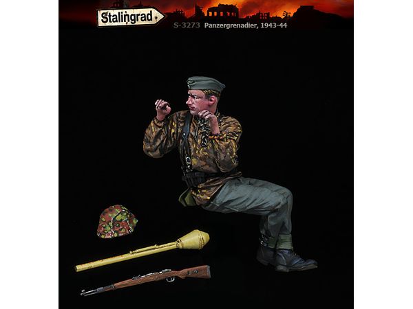 WWII Germany Panzergrenadier Sitting and Looking to the Rear 1943-44