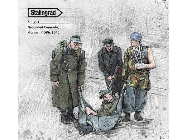 Wounded Comrade, German POW's 1945 (4 Figures)