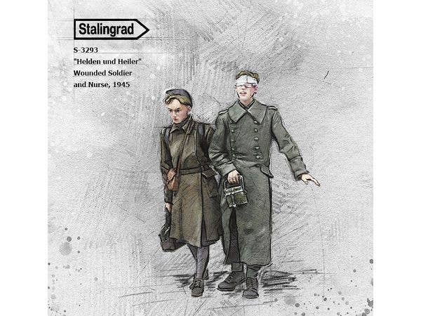 Hero and Healer Wounded Soldier and Female Nurse, 1945 (2 Figures)
