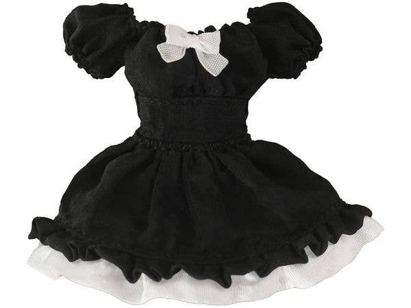 Puff Sleeves One-piece Dress (Black) (DOLL ACCESSORY) (Compatible Sizes: 1/10-1/12 Scale)