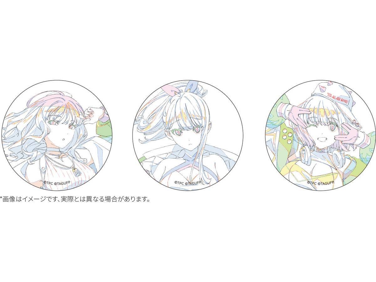 Gridman Universe Dreamy Divas Ver. Line Drawing Can Badge Set Rikka Takarada / Akane Shinjo / Yume Minami