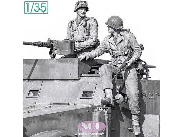 WWII US Army Field Radio Operator & M3A1 Half-Track Machine Gunner Set (2 Figures)