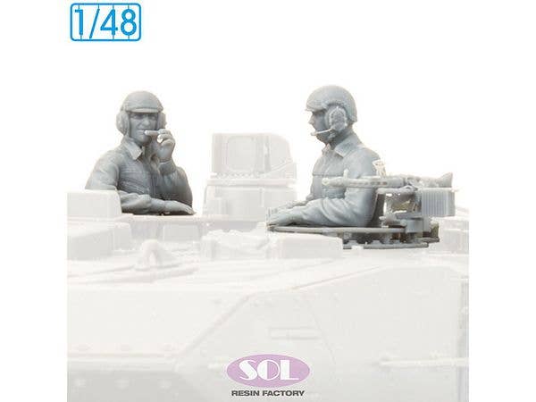 Modern German Leopard 2 A7V Tank Crew & MG3 Anti-Aircraft Machine Gun Cupola Set (2 Figures Included, for Tamiya Kits)